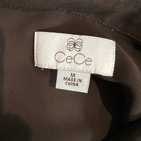 CeCe Black Pink & Blue Floral Semi Sheer Long Sleeve Blouse Size M - Picture 10 of 11